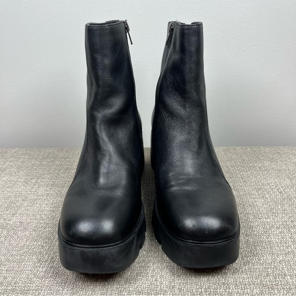 Naked Feet Xenus Platform Leather Boot Black Grunge Goth Size 8.5 Festival Chunk - Picture 2 of 14